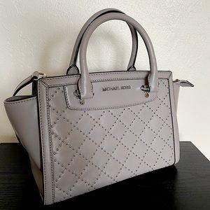 Michael Kors gray studded crossbody purse